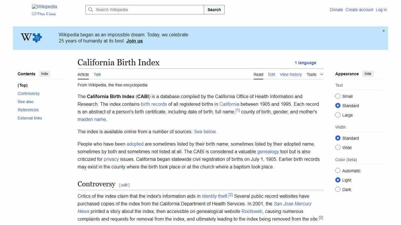 California Birth Index - Wikipedia